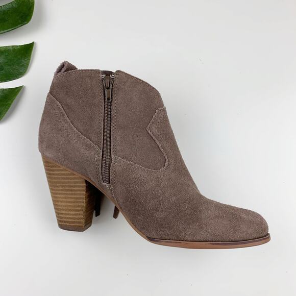 Steve Madden Ohio Western Ankle Boots Fringe Taupe Suede Heeled Women's 8.5 - Picture 11 of 14